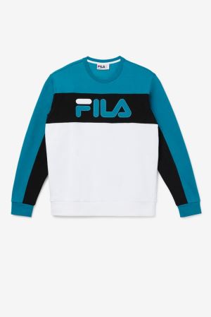 FILA Lesner Fleece Crew Tracksuits White / Black,Mens Clothing | CA.NKLSRW574